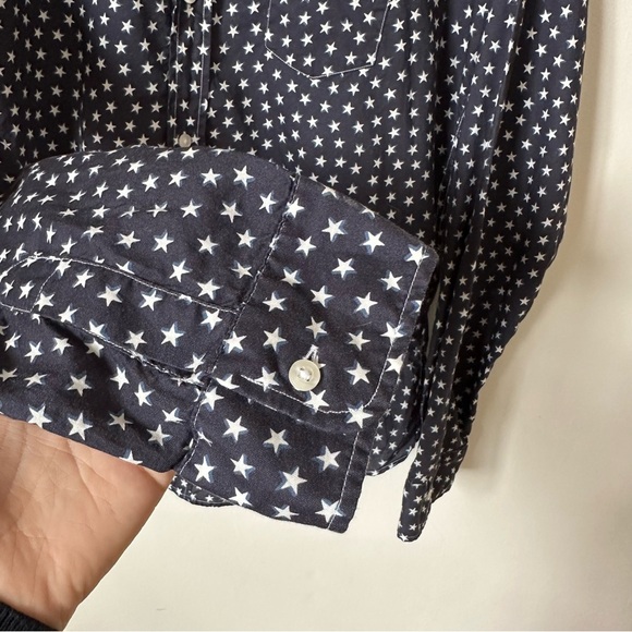 Frank & Eileen Barry  Brushed Cotton Button Up In Navy Stars Size L - Picture 6 of 10